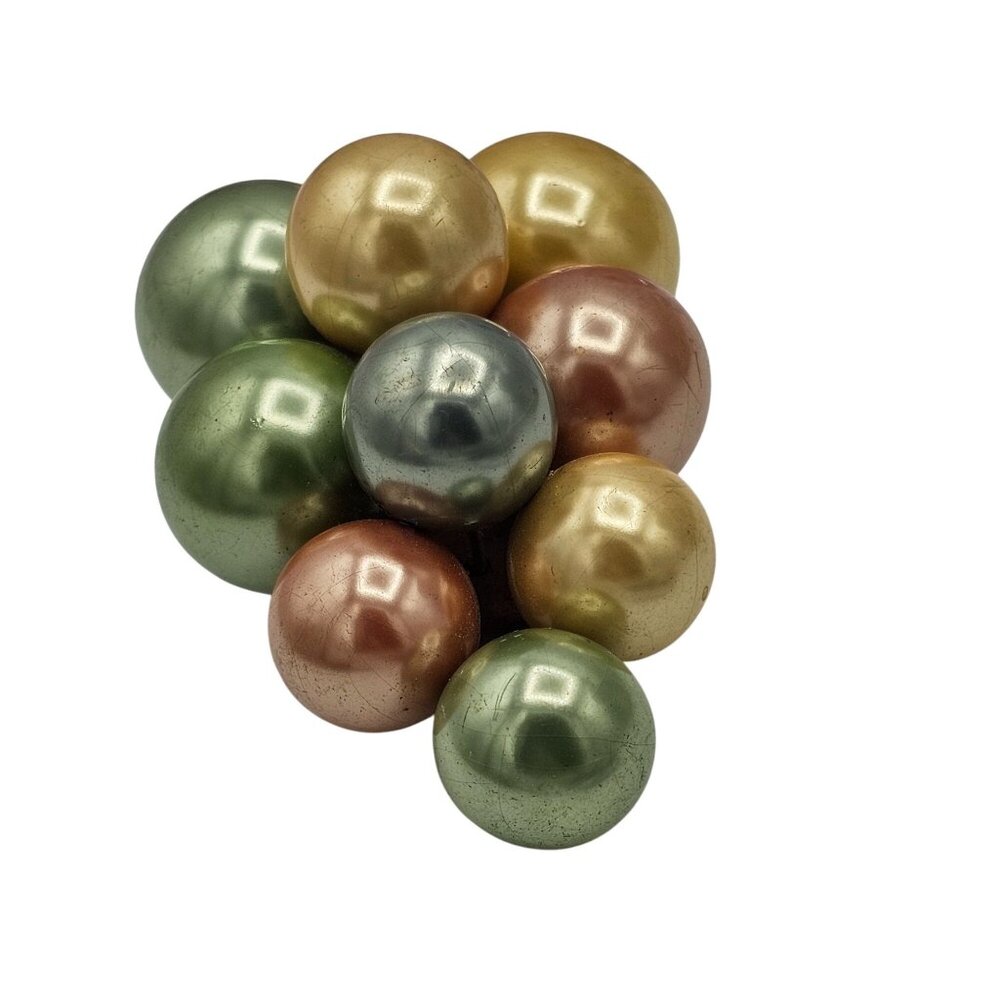Vintage Cluster Grapes Clip-On Fur Clip Multicolor Big Faux Pearls Fruit Jewelry